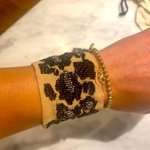 Beaded Over fabric bracelet.